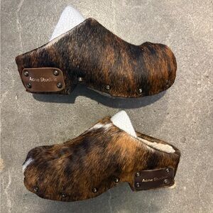 Acne Studios Brown Fur Slip-On Shoes